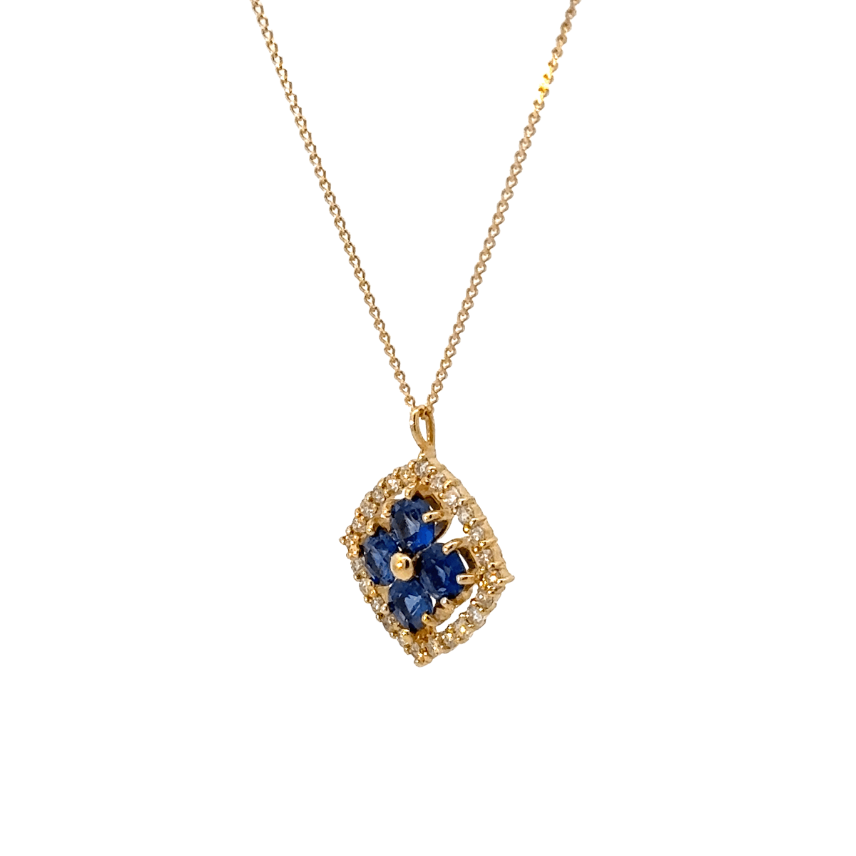 K18 サファイア ペンダント ネックレス ダイヤモンド（0.7ct D0.12ct）  [333]