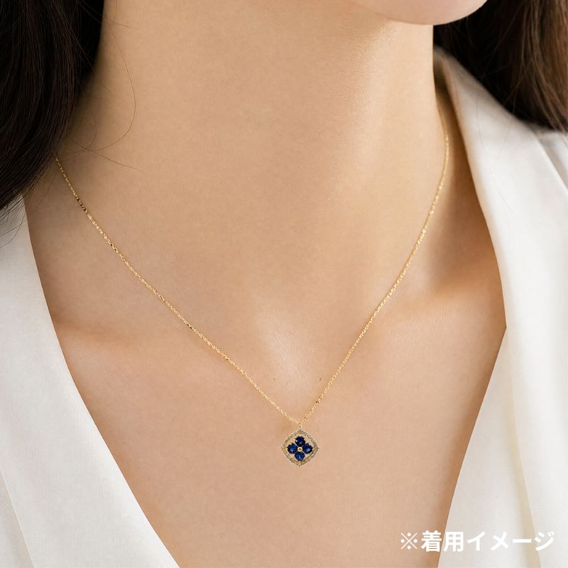 K18 サファイア ペンダント ネックレス ダイヤモンド（0.7ct D0.12ct）  [333]
