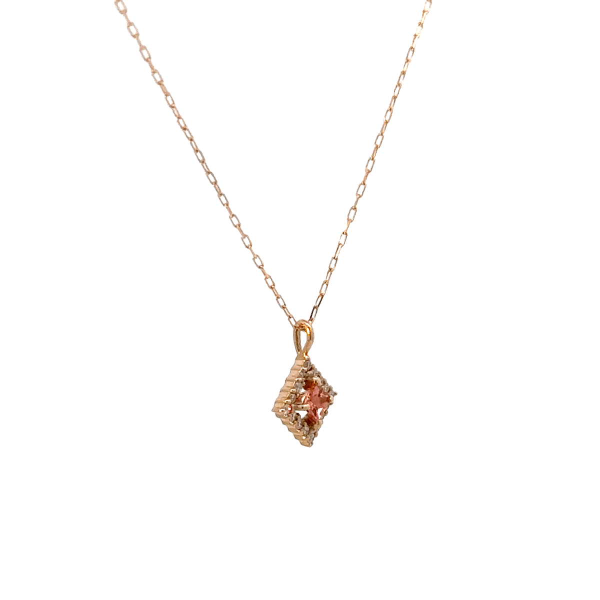 K18PG パパラチアサファイア ペンダント ネックレス (0.05ct D0.03ct) （ソーティング付） [334]