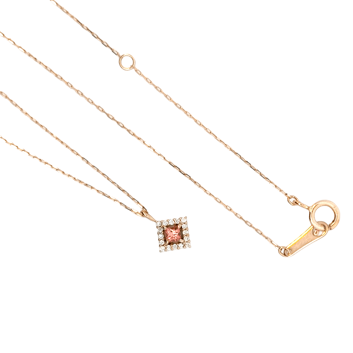 K18PG パパラチアサファイア ペンダント ネックレス (0.05ct D0.03ct) （ソーティング付） [334]