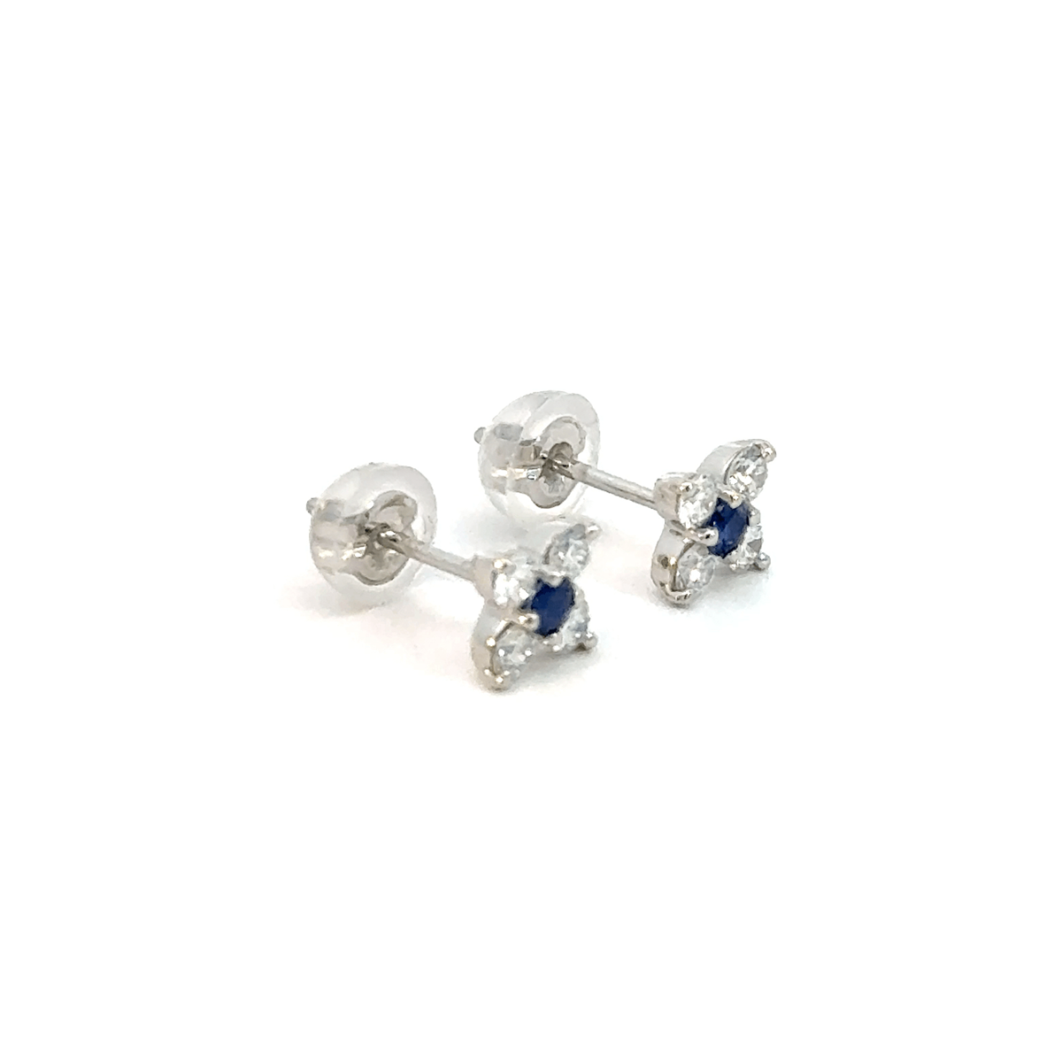 PT プラチナ サファイア ピアス 0.06ct/0.06ct D0.176ct×2 ダイヤモンド フラワー デザイン [336]