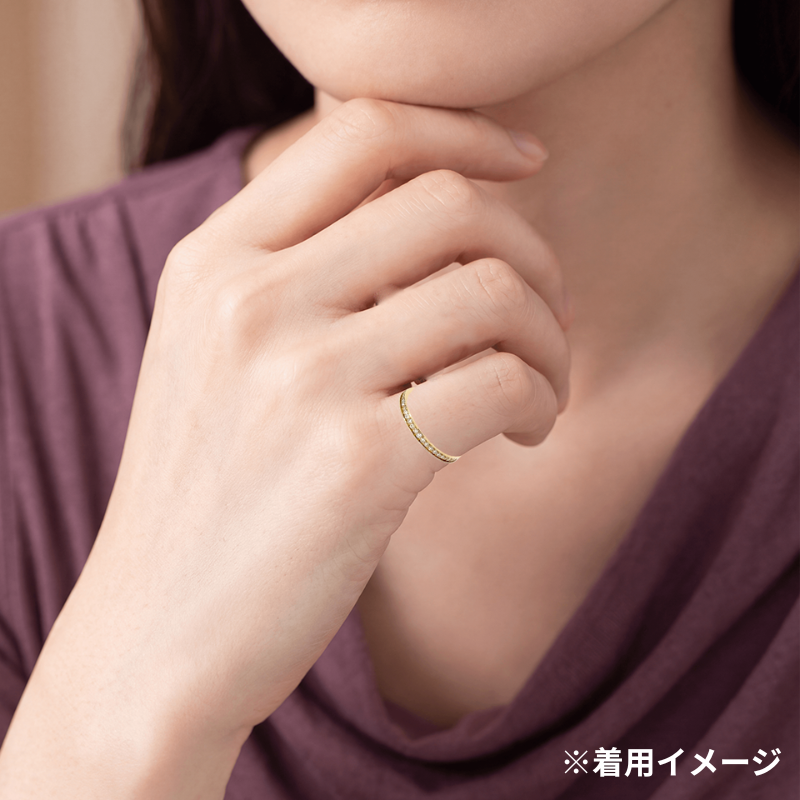 K18 ダイヤモンド ピンキーリング 0.119ct 3号 ハーフエタニティ イエローゴールド 指輪 [338]