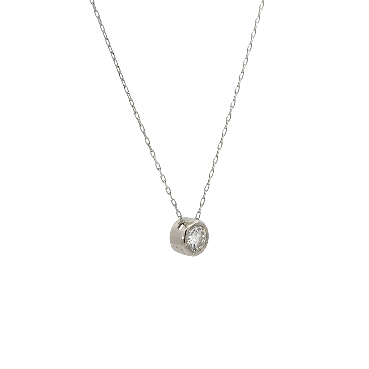 PT プラチナ 一粒ダイヤモンド ペンダント 0.306ct  覆輪 フクリン ネックレス [341]