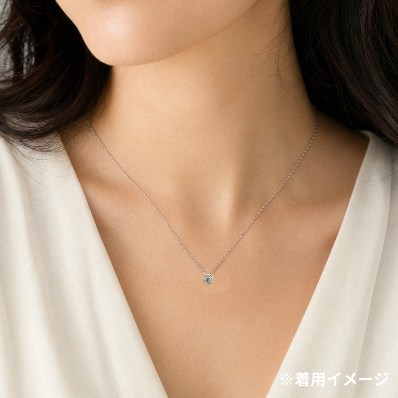 PT プラチナ 一粒ダイヤモンド ペンダント 0.306ct  覆輪 フクリン ネックレス [341]