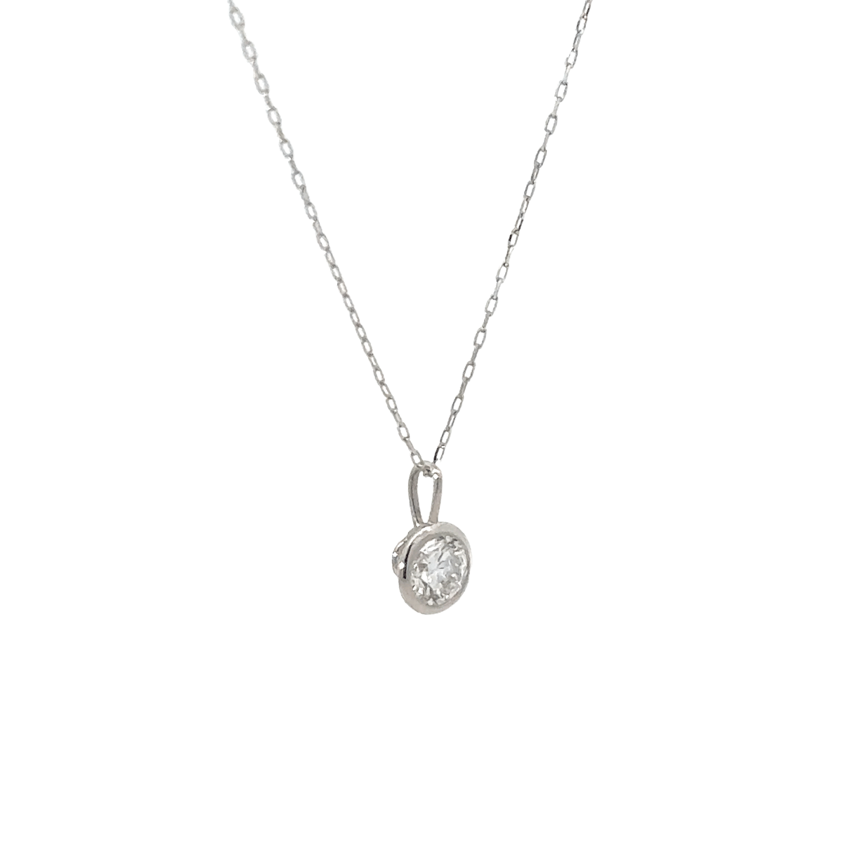 PT プラチナ 一粒ダイヤモンド ペンダント 0.314ct 覆輪 フクリン ネックレス  [342]
