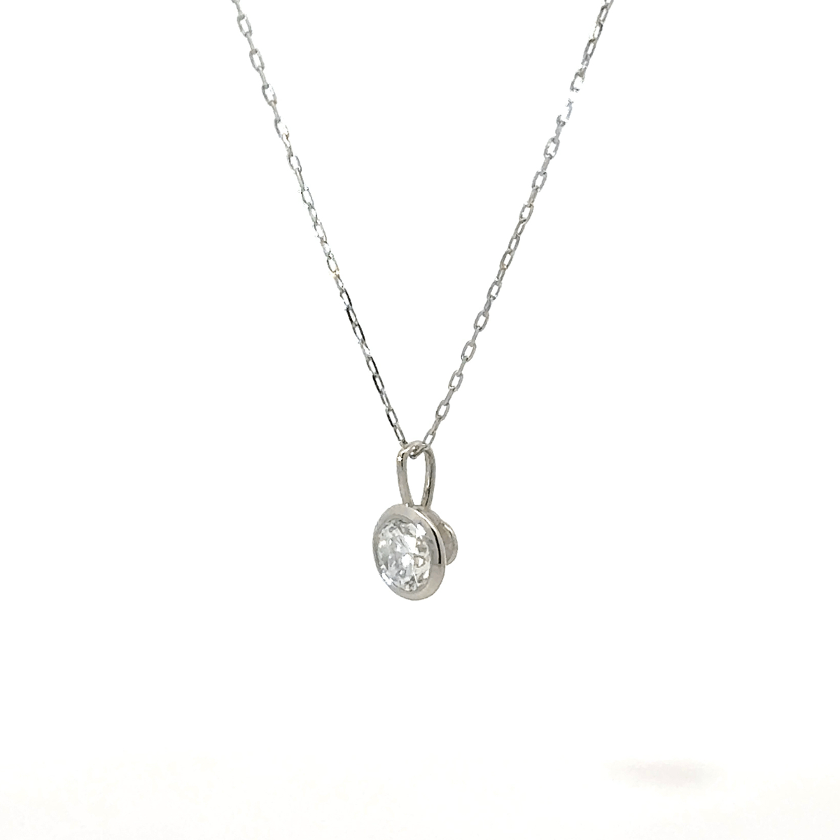 PT プラチナ 一粒ダイヤモンド ペンダント 0.314ct 覆輪 フクリン ネックレス  [342]