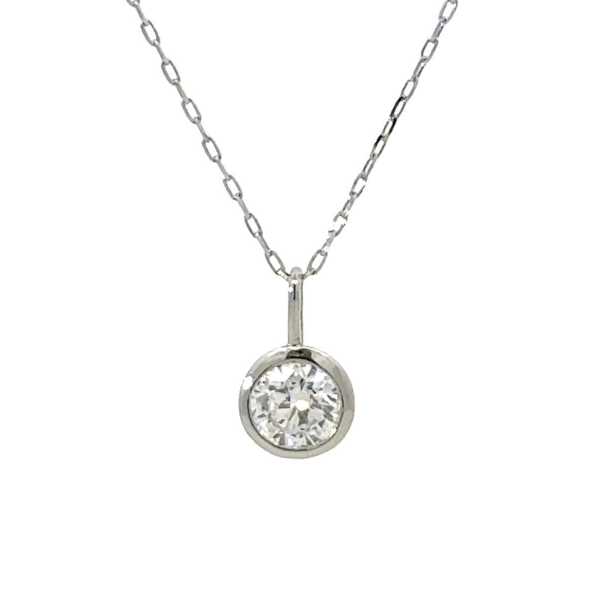 PT プラチナ 一粒ダイヤモンド ペンダント 0.314ct 覆輪 フクリン ネックレス  [342]