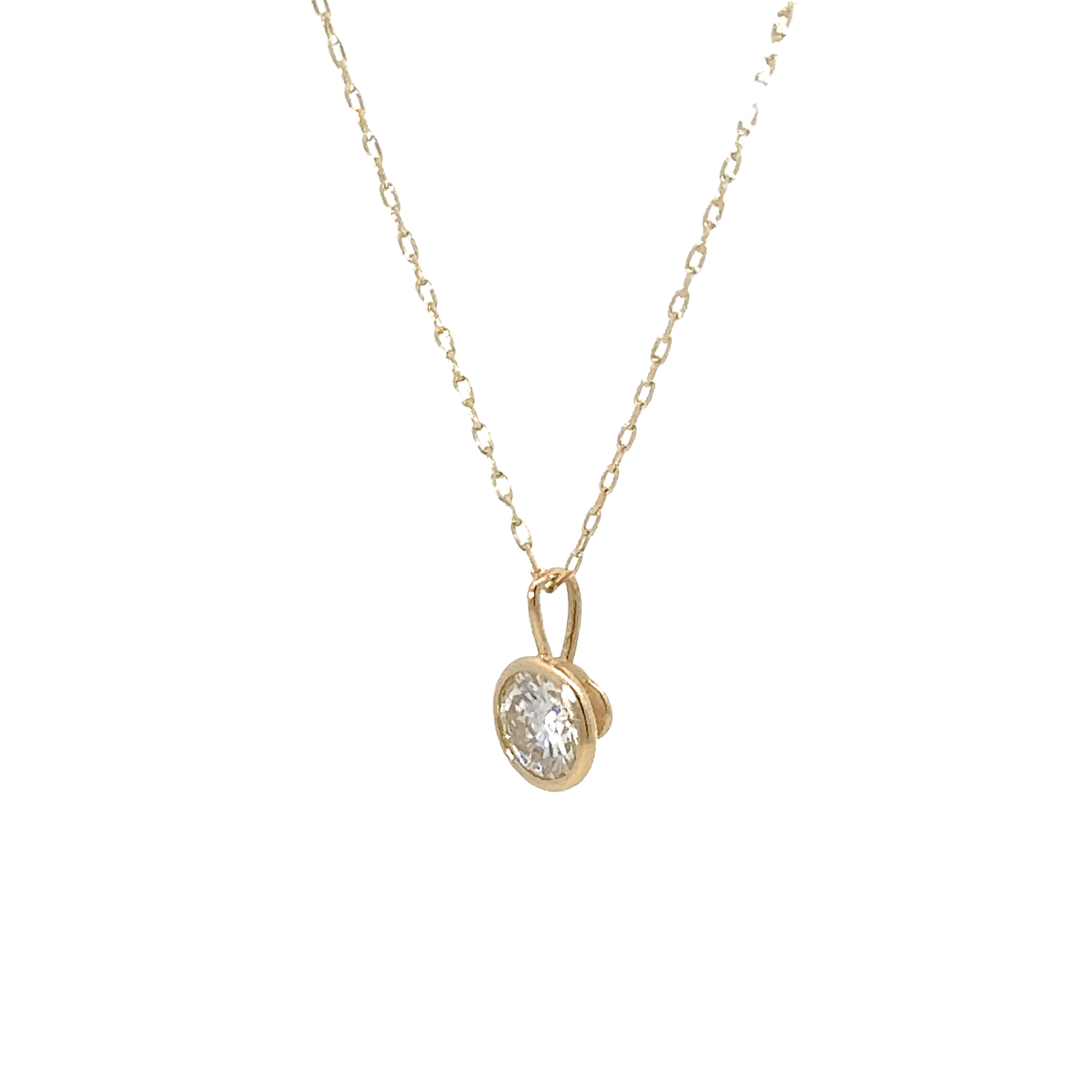K18 一粒ダイヤモンド ペンダント 0.310ct 覆輪 フクリン イエローゴールド ネックレス  [343]