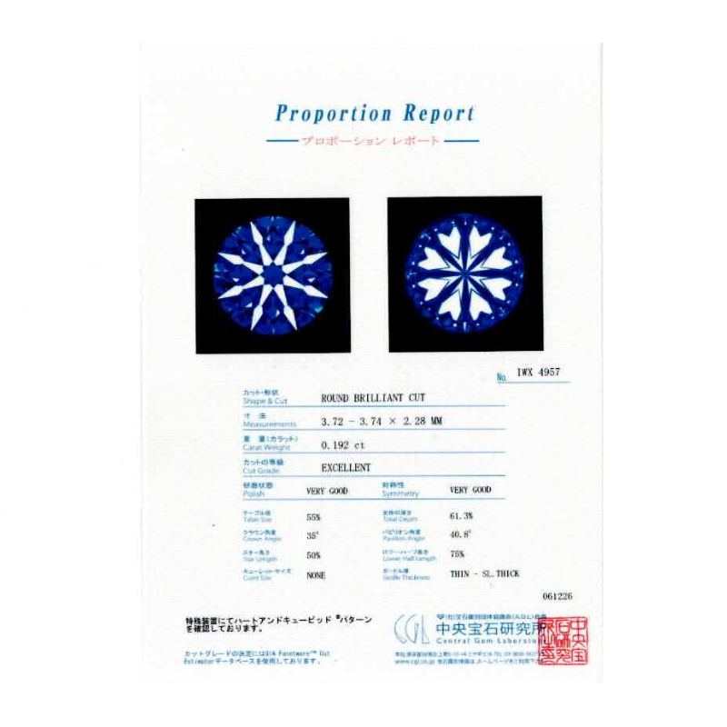 267.K18 一粒ダイヤモンドペンダント 【0.192ct】（中央宝石研究所鑑定書付）