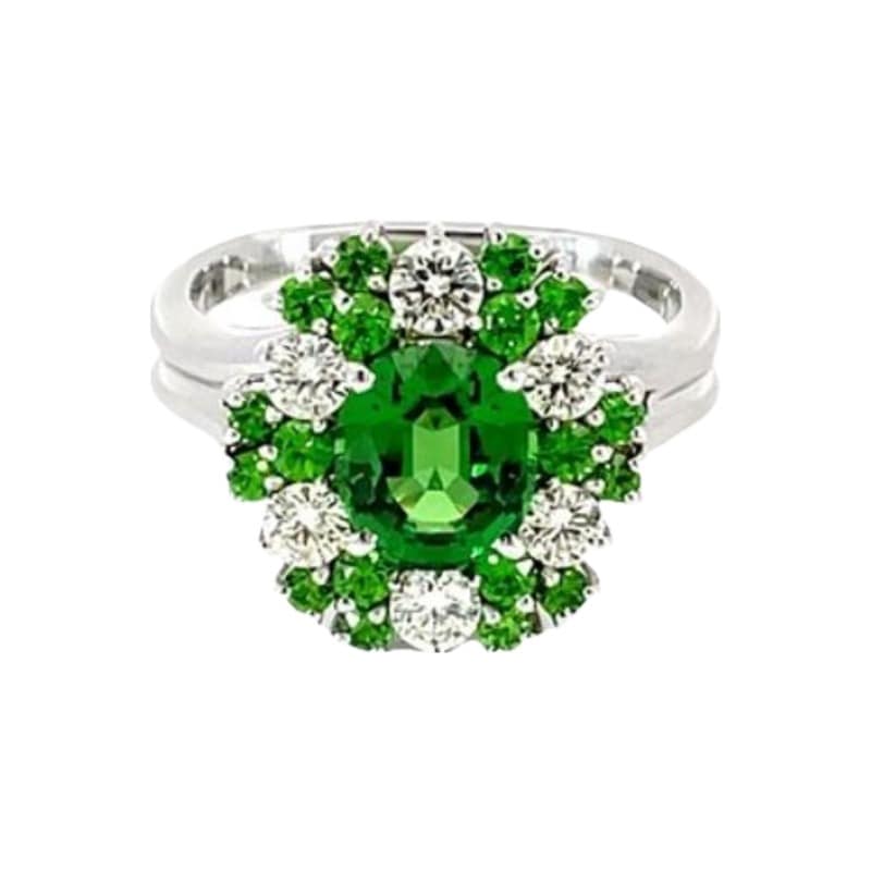 R-187 ] K18WG グリーングロッシュラーライトガーネットリング 2.033ct 