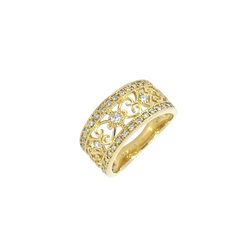 42. K18 デザインダイヤモンドリング 【0.443ct】(鑑別書付き)