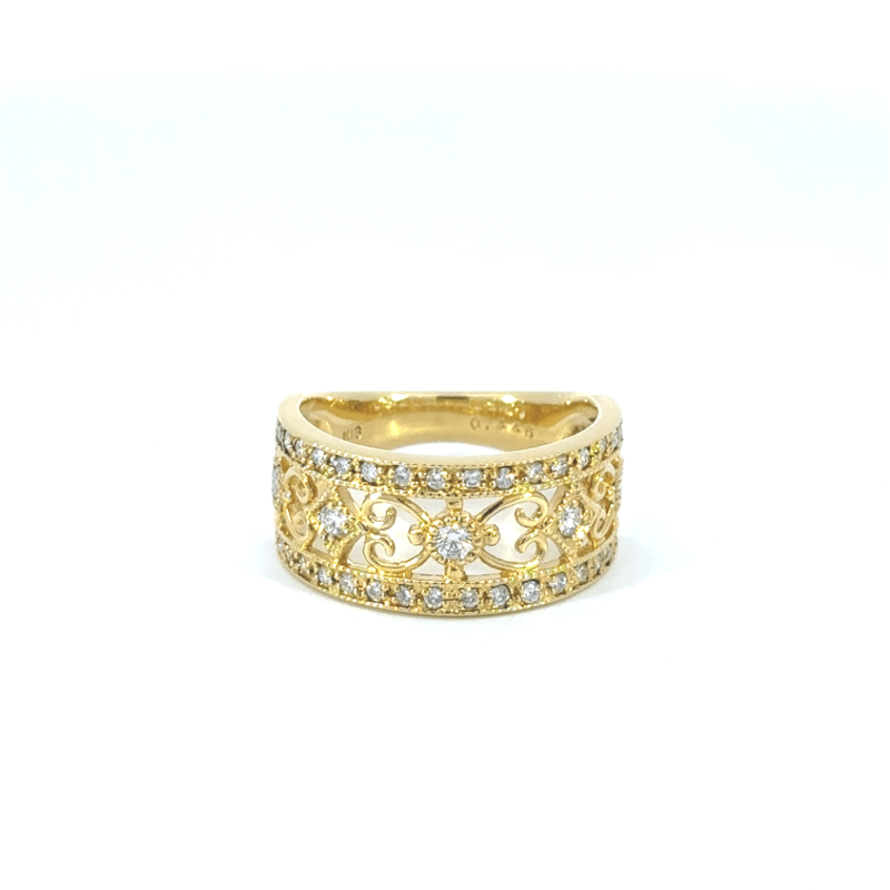 42. K18 デザインダイヤモンドリング 【0.443ct】(鑑別書付き)