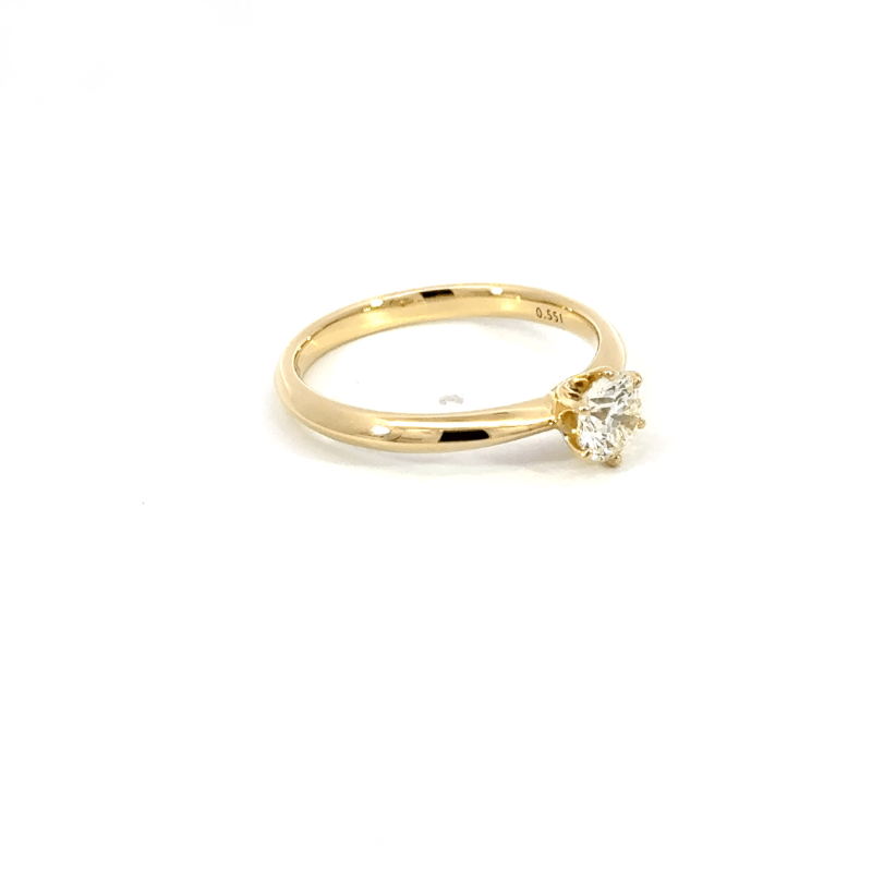 188.K18 3EXHC一粒ダイヤモンドリング 【0.551ct】(中央宝石研究所鑑定書付き)