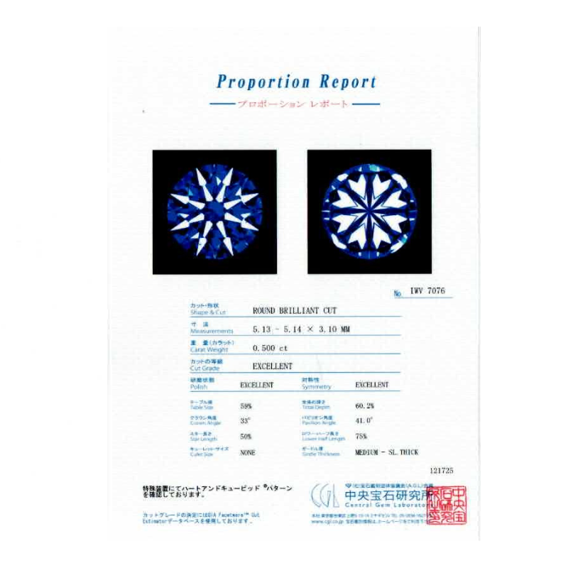 193.PT 3EXHC取巻きダイヤモンドペンダント 0.500ct（中央宝石研究所鑑定書付）
