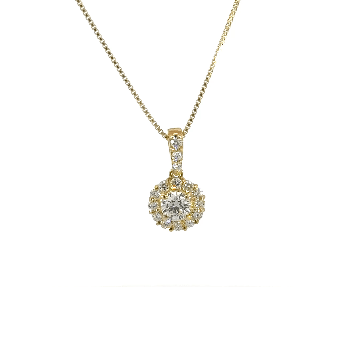 195.K18 3EXHC取巻きダイヤモンドペンダント 0.185ct(中央宝石研究所鑑定書付)