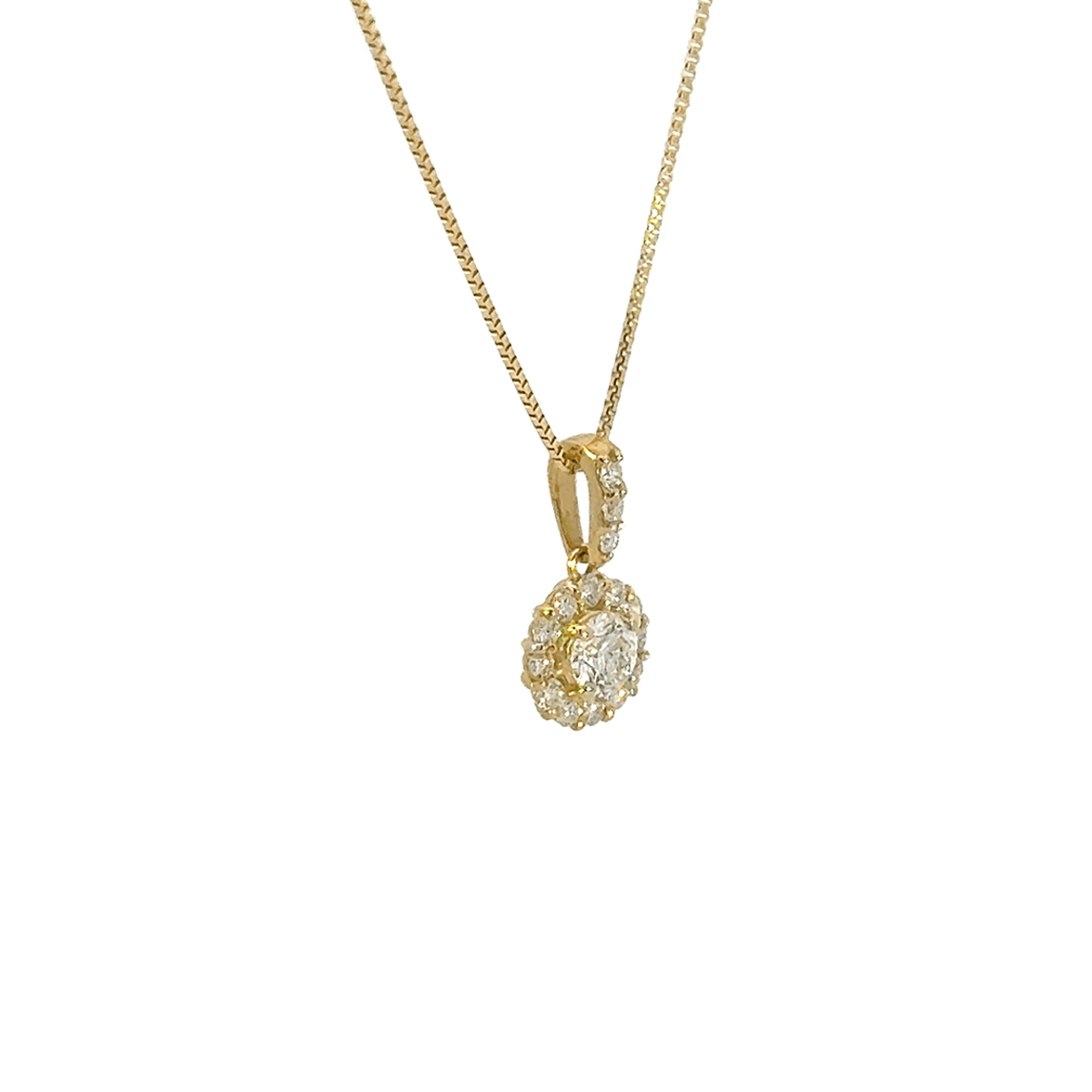 195.K18 3EXHC取巻きダイヤモンドペンダント 0.185ct(中央宝石研究所鑑定書付)