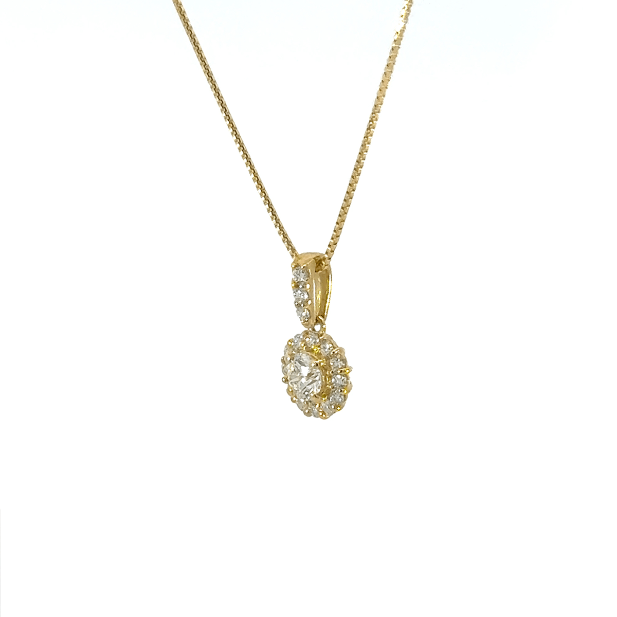 195.K18 3EXHC取巻きダイヤモンドペンダント 0.185ct(中央宝石研究所鑑定書付)
