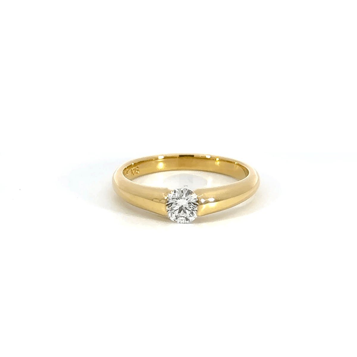 198.K18 3EXHC一粒ダイヤモンドリング 【0.331ct】(中央宝石研究所鑑定書付き)