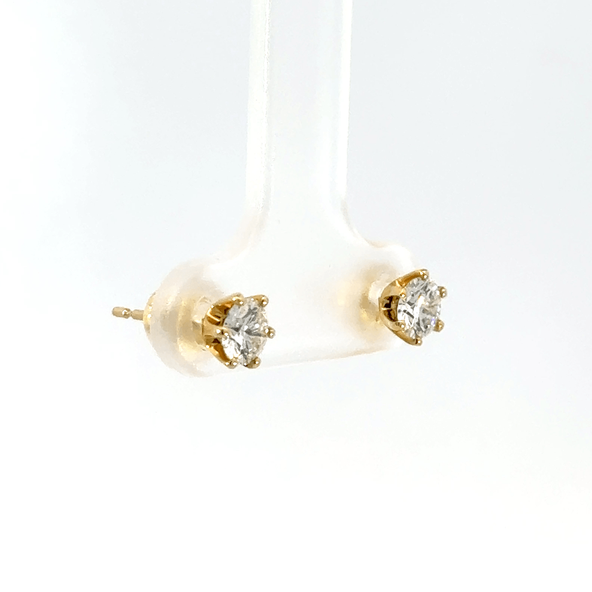 200.K18 3EXHC一粒ダイヤモンドピアス 0.313ct/0.306ct(中央宝石研究所鑑定書付)