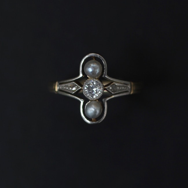 アールデコ パールダイヤモンド リング
