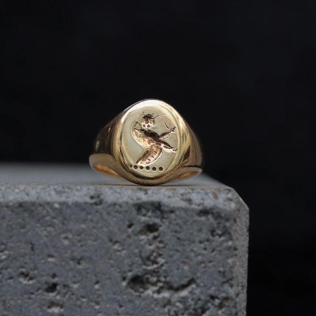 週末特価 イギリス インタリオ シール シトリン 金張り ライオン紋章