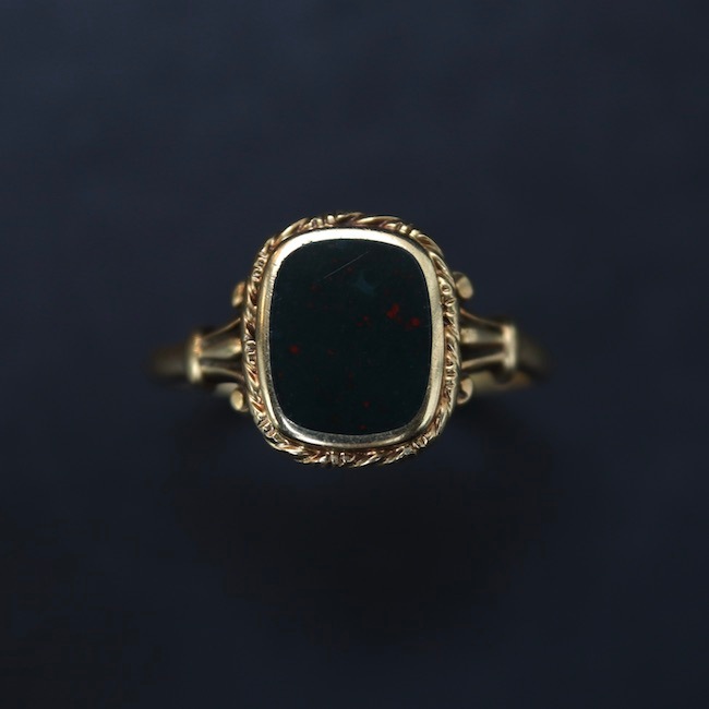 デリケートシャンク ブラッドストーンリング 14k