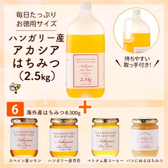 ハンガリー産アカシアはちみつ＋6番セット｜蜂兵衛館西澤養蜂場本店