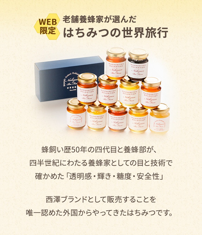 いろいろ選べる世界のはちみつお試しセット（110g×3本）ギフト箱入り