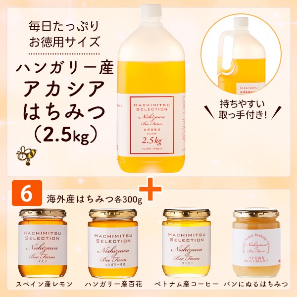 ハンガリー産アカシアはちみつ＋6番セット｜蜂兵衛館西澤養蜂場本店