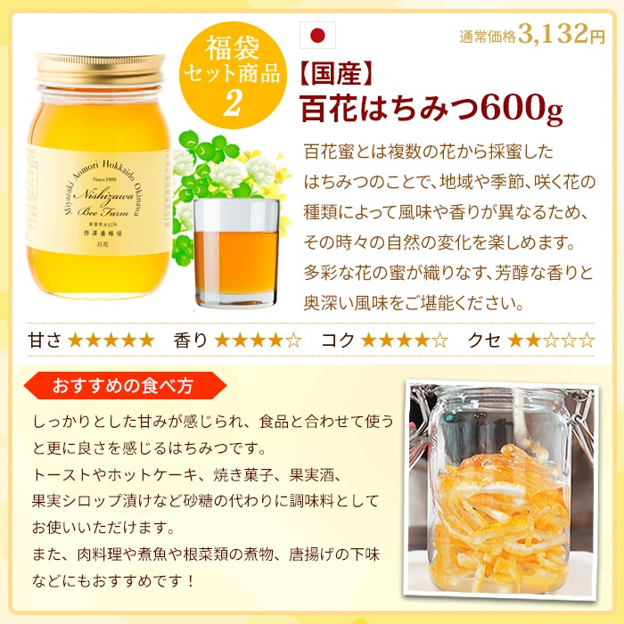 マヌカハニー入り豪華7種の純粋はちみつ福袋 3kg超 大容量【特価品につきラッピング不可】