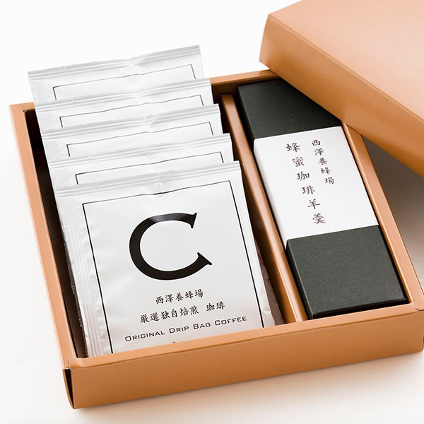 コーヒー＆蜂蜜羊羹ギフト（ドリップバッグコーヒー5袋・はちみつ珈琲羊羹200g）ギフト箱入り