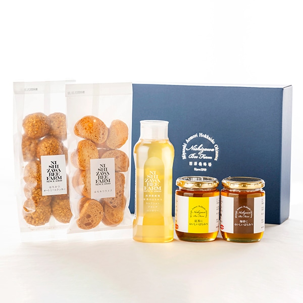 はちみつと焼菓子ギフト（はちみつラスク・オートミールクッキー・ハンガリー産アカシア・紅茶においしいはちみつ・珈琲においしいはちみつ）ギフト箱入り