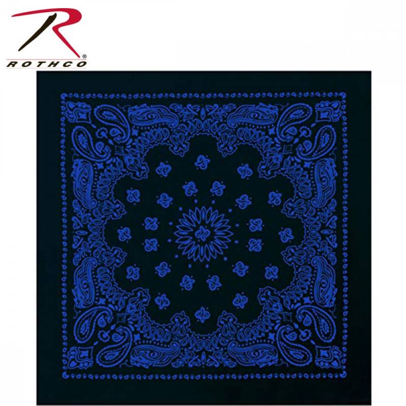 ロスコ ジャンボバンダナ 27インチ 大判 69mx69cm トレインマン ペイズリー柄 ブラック/ブルー