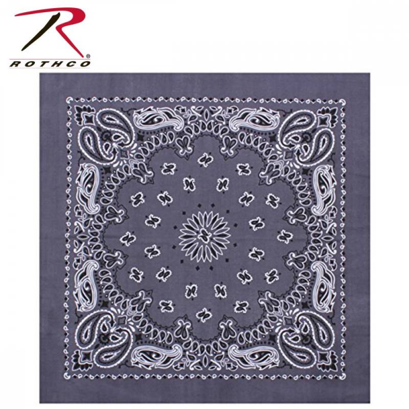 ロスコ ジャンボバンダナ 27インチ 大判 69mx69cm トレインマン ペイズリー柄 グレー