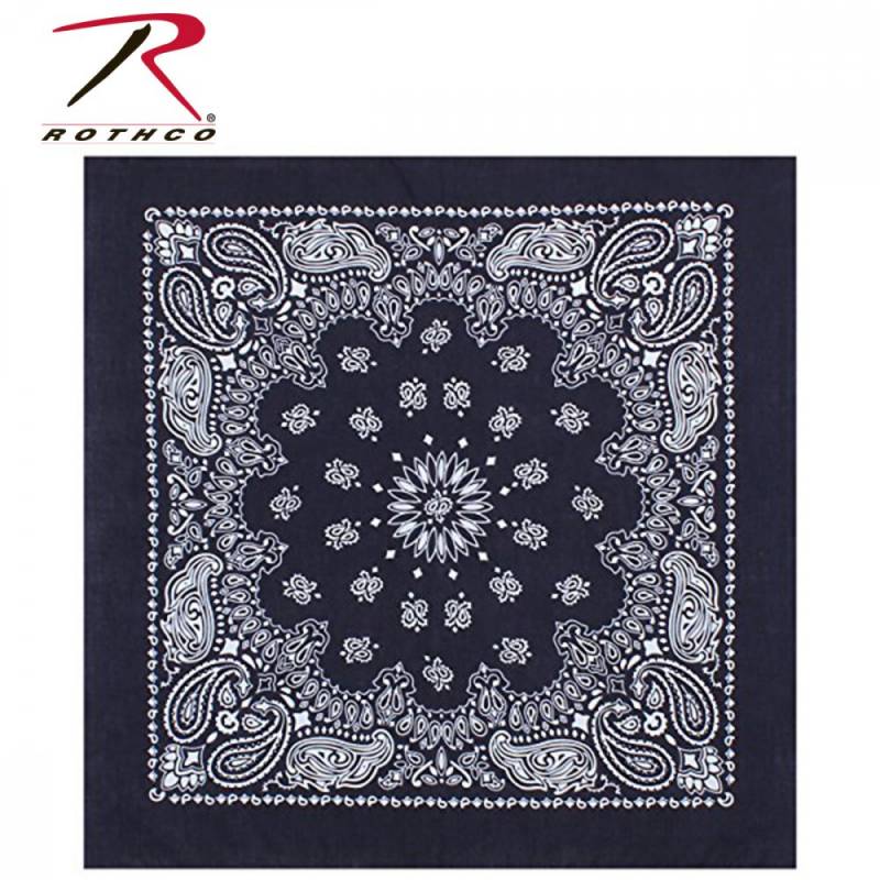 ロスコ ジャンボバンダナ 27インチ 大判 69mx69cm トレインマン ペイズリー柄 ネイビー