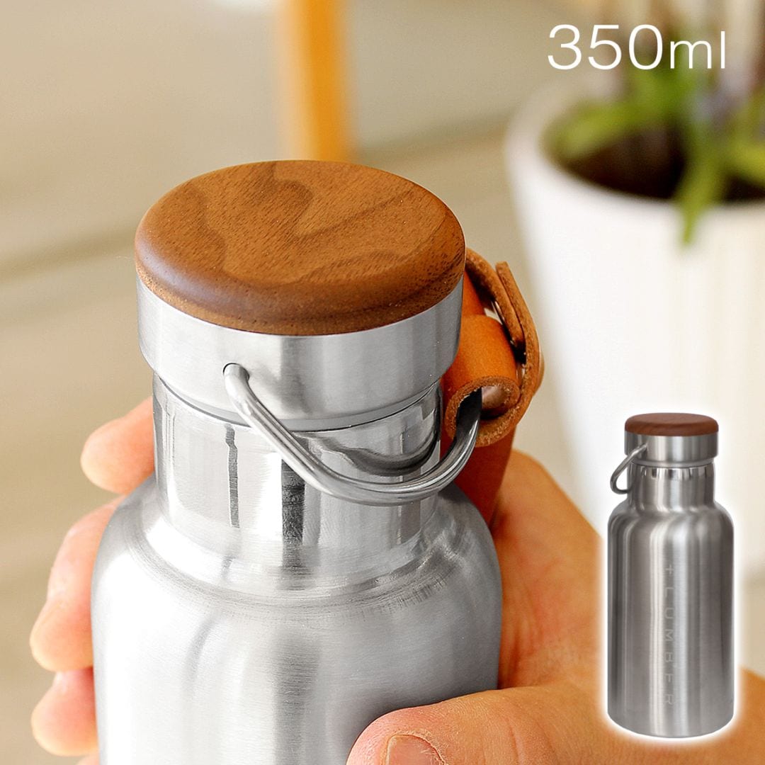ペイズリー柄 ステンレス水筒 銅内装　約900ml THERMO BOTTLE 350ml」ステンレス素材に銘木をプラスした木製水筒