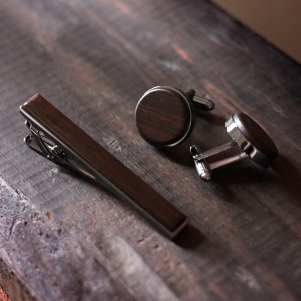 TIE PINS & CUFF LINKS ギフトセット(黒檀)