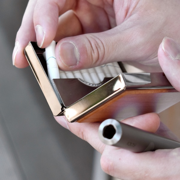 【生産終了】■【+L】【プレミアム】【セット】IQOS ILUMA用木製ドアカバー・アイコス ヒートスティック専用木製ケース ギフトセット(黒檀)