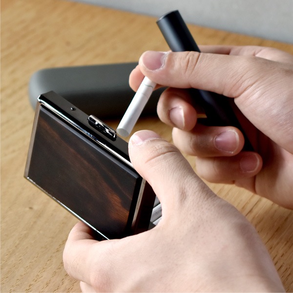 【生産終了】■【+L】【プレミアム】【セット】IQOS ILUMA用木製ドアカバー・アイコス ヒートスティック専用木製ケース ギフトセット(黒檀)