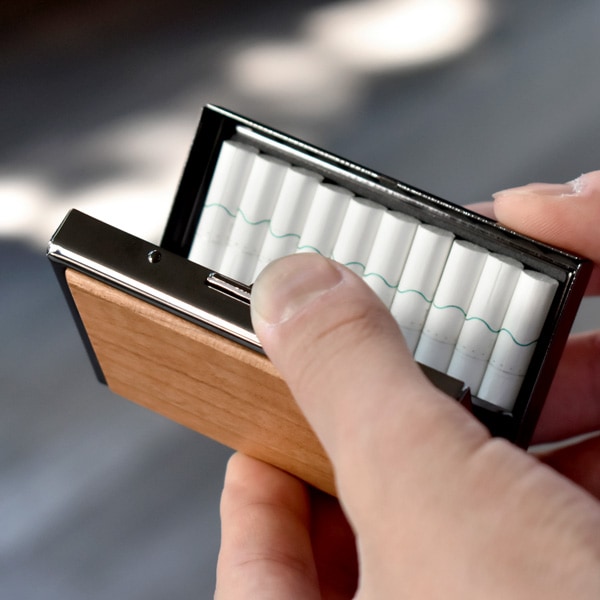 【生産終了】■【+L】【プレミアム】【セット】IQOS ILUMA用木製ドアカバー・アイコス ヒートスティック専用木製ケース ギフトセット(黒檀)