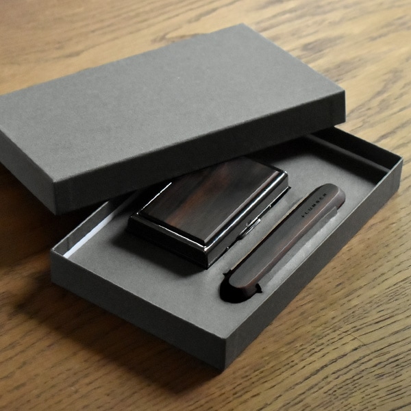 【生産終了】■【+L】【プレミアム】【セット】IQOS ILUMA用木製ドアカバー・アイコス ヒートスティック専用木製ケース ギフトセット(黒檀)