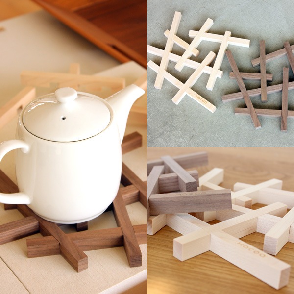 「Nest ネスト」本物の木材を使用した鍋敷き/キッチン雑貨/トリベット/北欧風デザイン