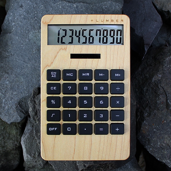 【生産終了】【ネット限定】【WIDE2】「SOLAR POWERED CALCULATOR WIDE2」大判の10桁表示木製ソーラー電卓
