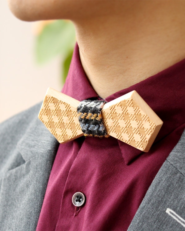 【ネット限定】【メープル・パープルハート・ローズウッド】「Wooden BowTie Lily」木製蝶ネクタイ・ボウタイ/メンズ・レディース/北欧風デザイン