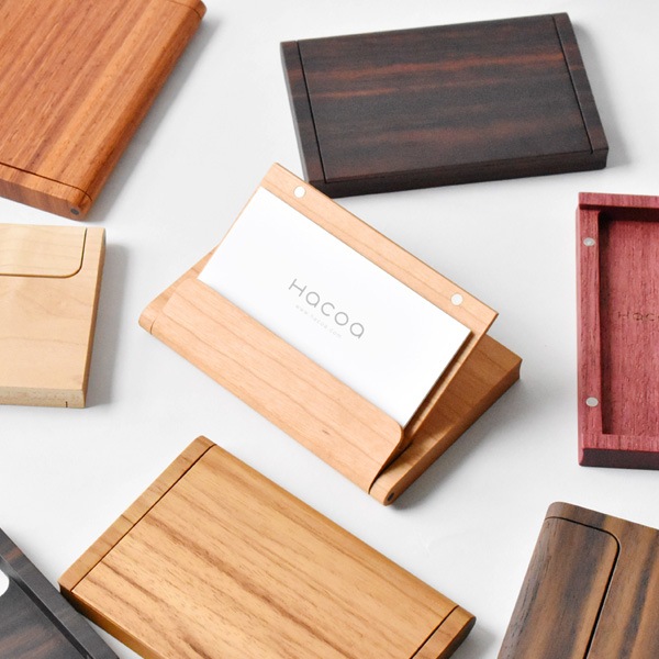 「Hacoa CardCase<チェリー>」木製名刺ケース・名刺入れ/Hacoaブランド/北欧風デザイン
