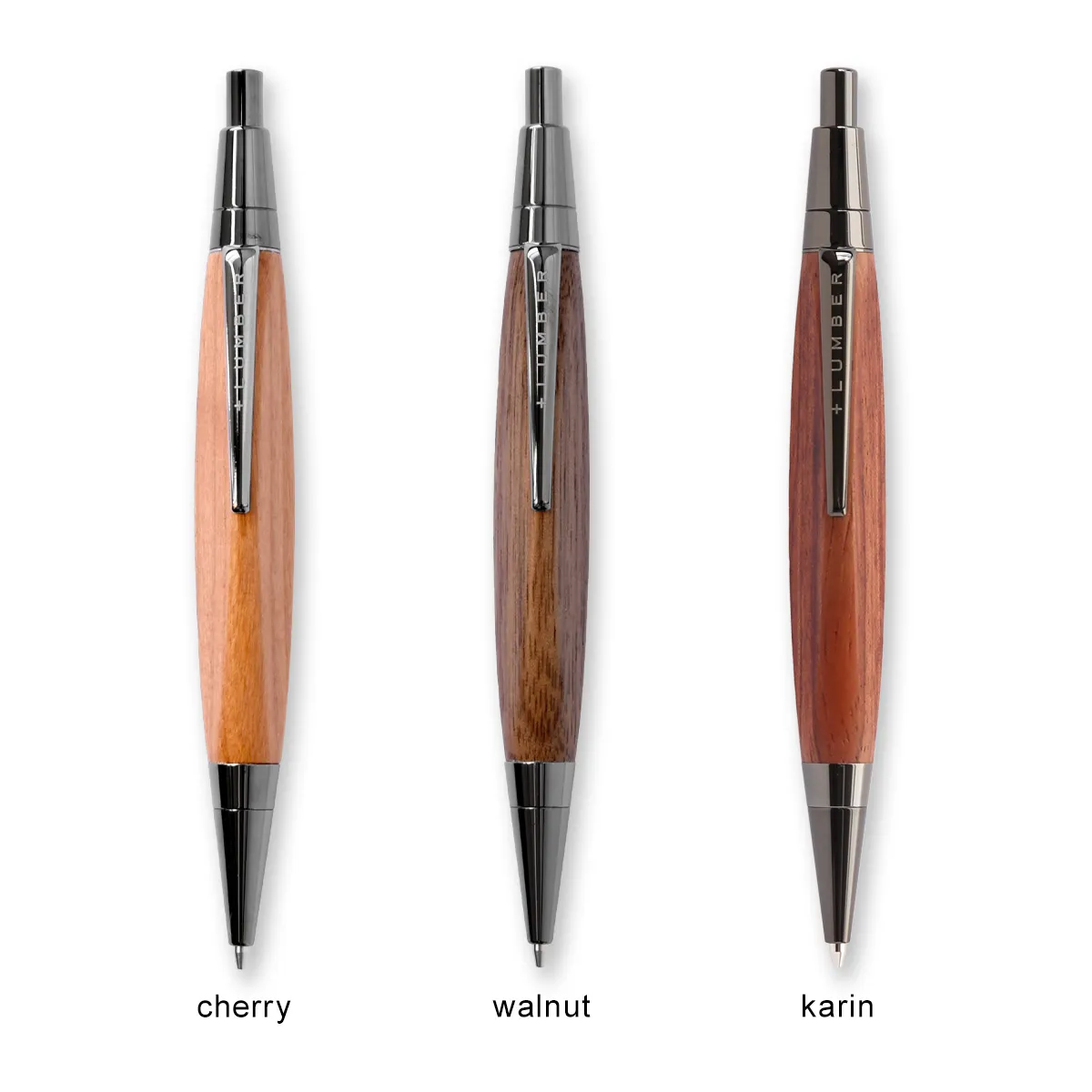 □「TRIANGLE BODY MECHANICAL PENCIL」銘木をプラスした三角の木製