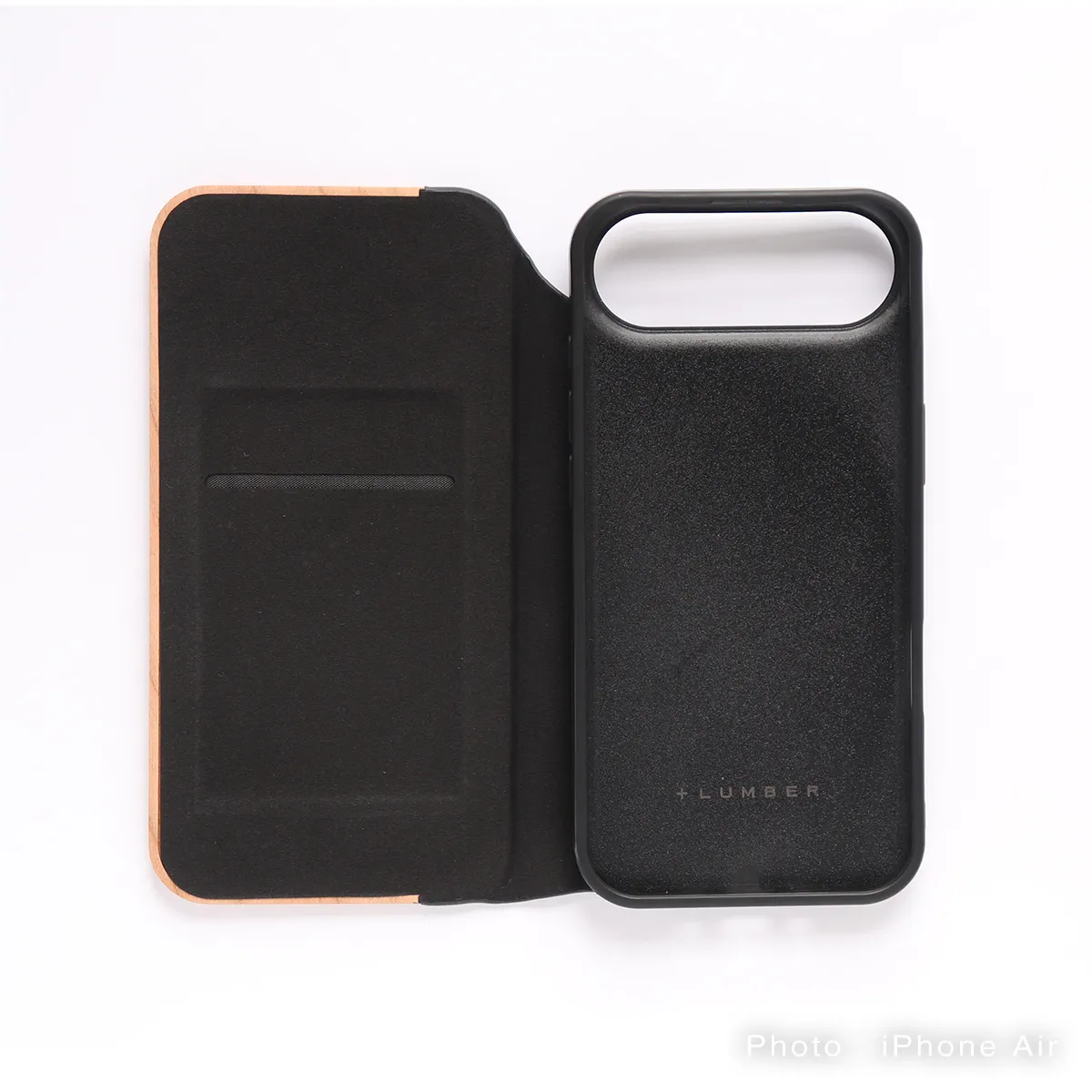 □【Air】「iPhone Air FLIPCASE」木目が美しいiPhoneAir専用木製手帳