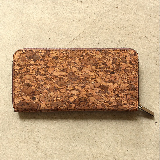 【販売終了】「CONNIE Zip Round Wallet」コルクを活用、ジッパー仕様の大容量な長財布/Anewoodブランド/名入れ可能