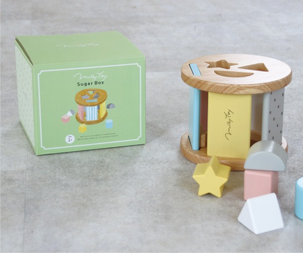 【名入代込】「Sugar Box」色んな遊び方ができるパステルカラーのかわいい木のおもちゃ/エド・インター/Milky Toy/型はめパズル