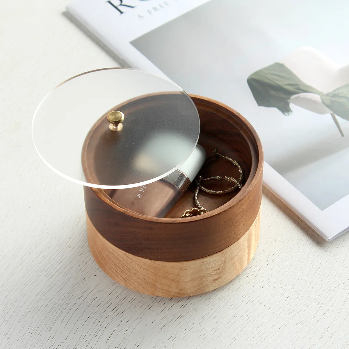 「Stackable Round Case」自分好みにカスタマイズできる木製のマルチ小物入れ・収納トレイ/デザイン雑貨/北欧風デザイン